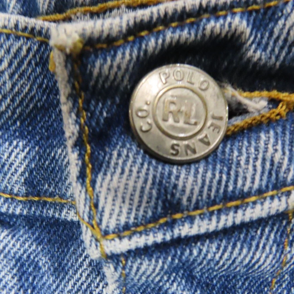 Vintage Polo Ralph Lauren USA Flag Relaxed Jeans 32x34 Light Wash 90s Y2K - Picture 6 of 12
